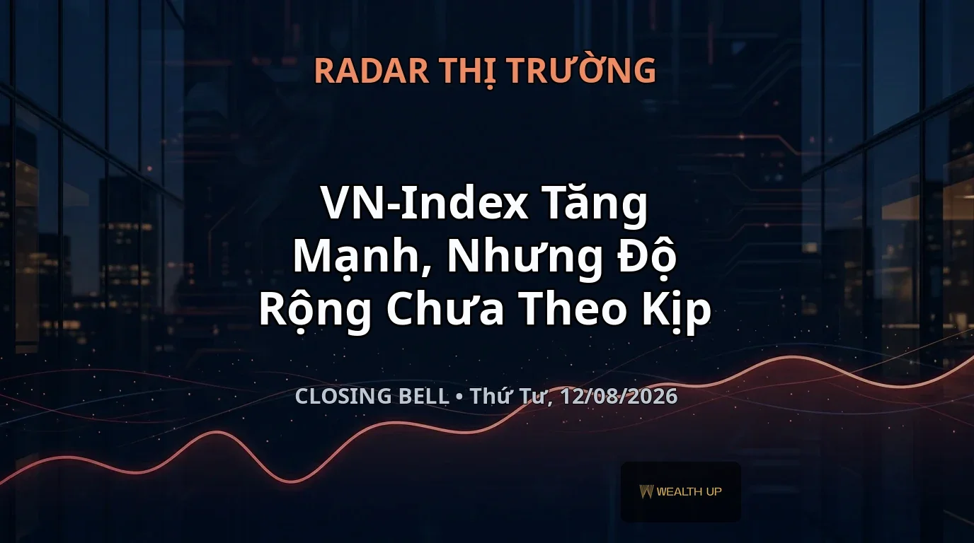 Closing Bell Thứ Tư, 12/08/2026 — VN-Index Tăng Mạnh, Nhưng Độ Rộng Chưa Theo Kịp