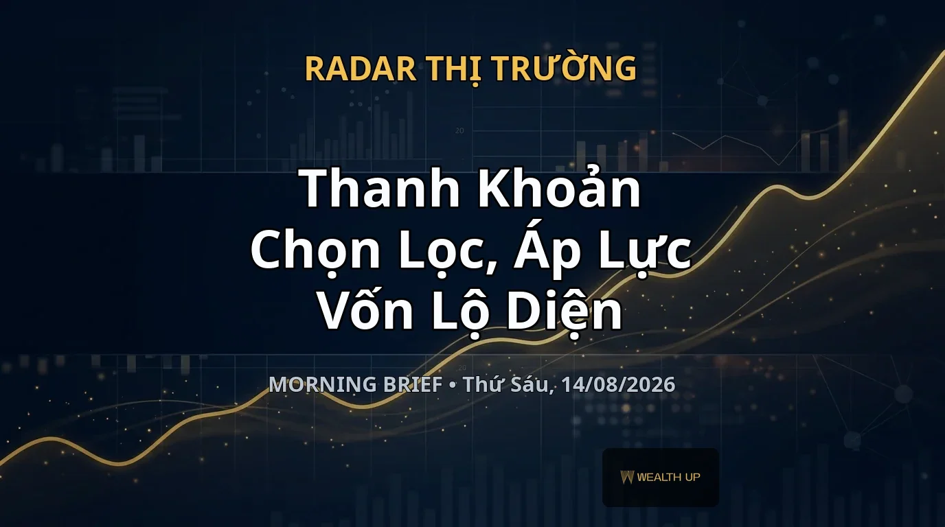 Morning Brief Thứ Sáu, 14/08/2026 — Thanh Khoản Chọn Lọc, Áp Lực Vốn Lộ Diện