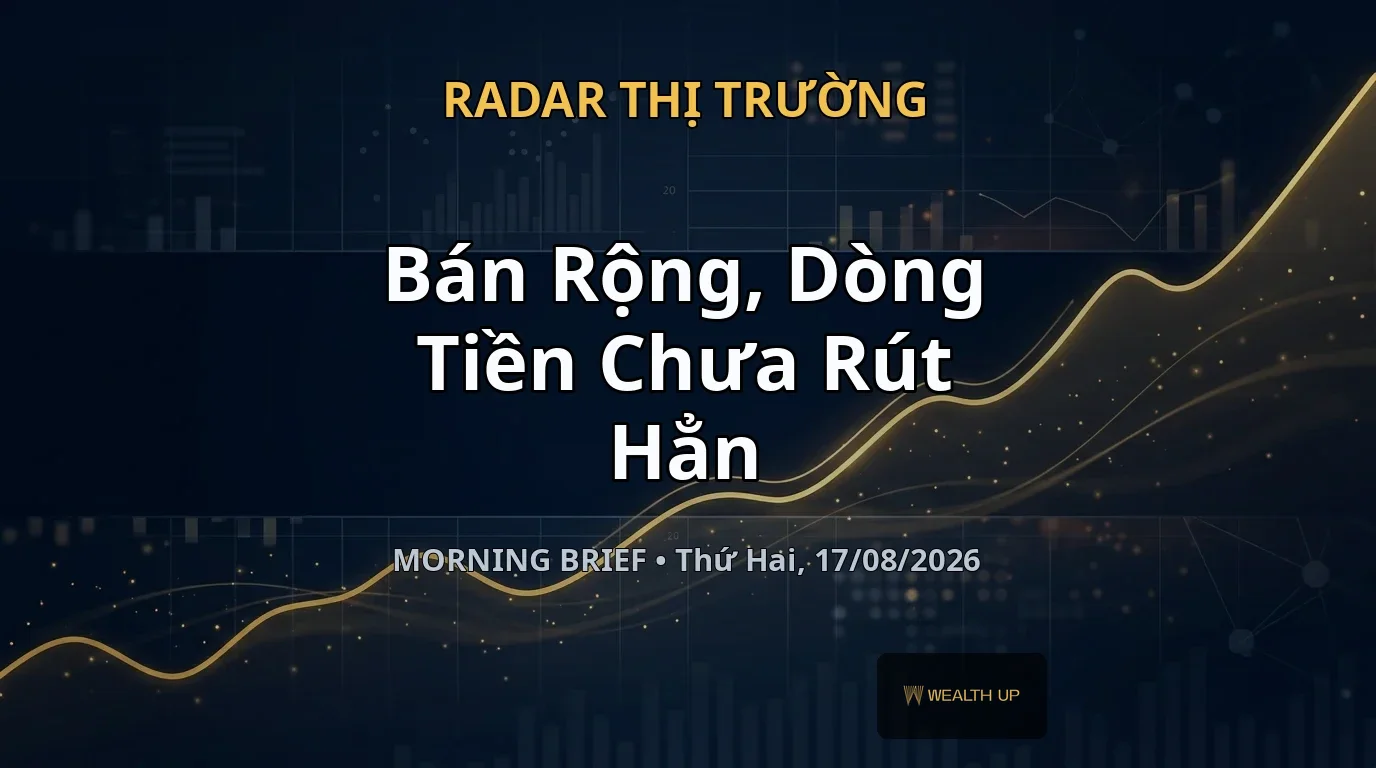 Morning Brief Thứ Hai, 17/08/2026 — Bán Rộng, Dòng Tiền Chưa Rút Hẳn