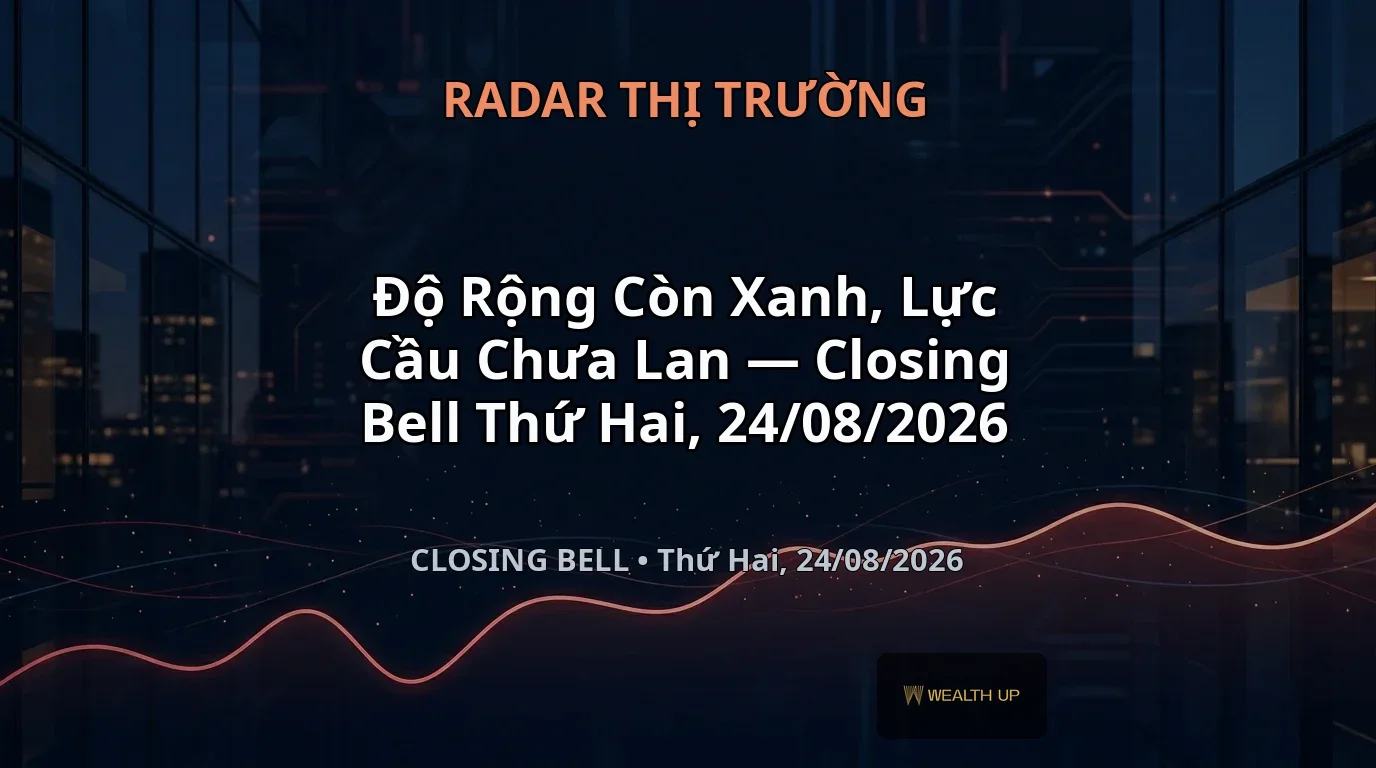 Độ Rộng Còn Xanh, Lực Cầu Chưa Lan — Closing Bell Thứ Hai, 24/08/2026