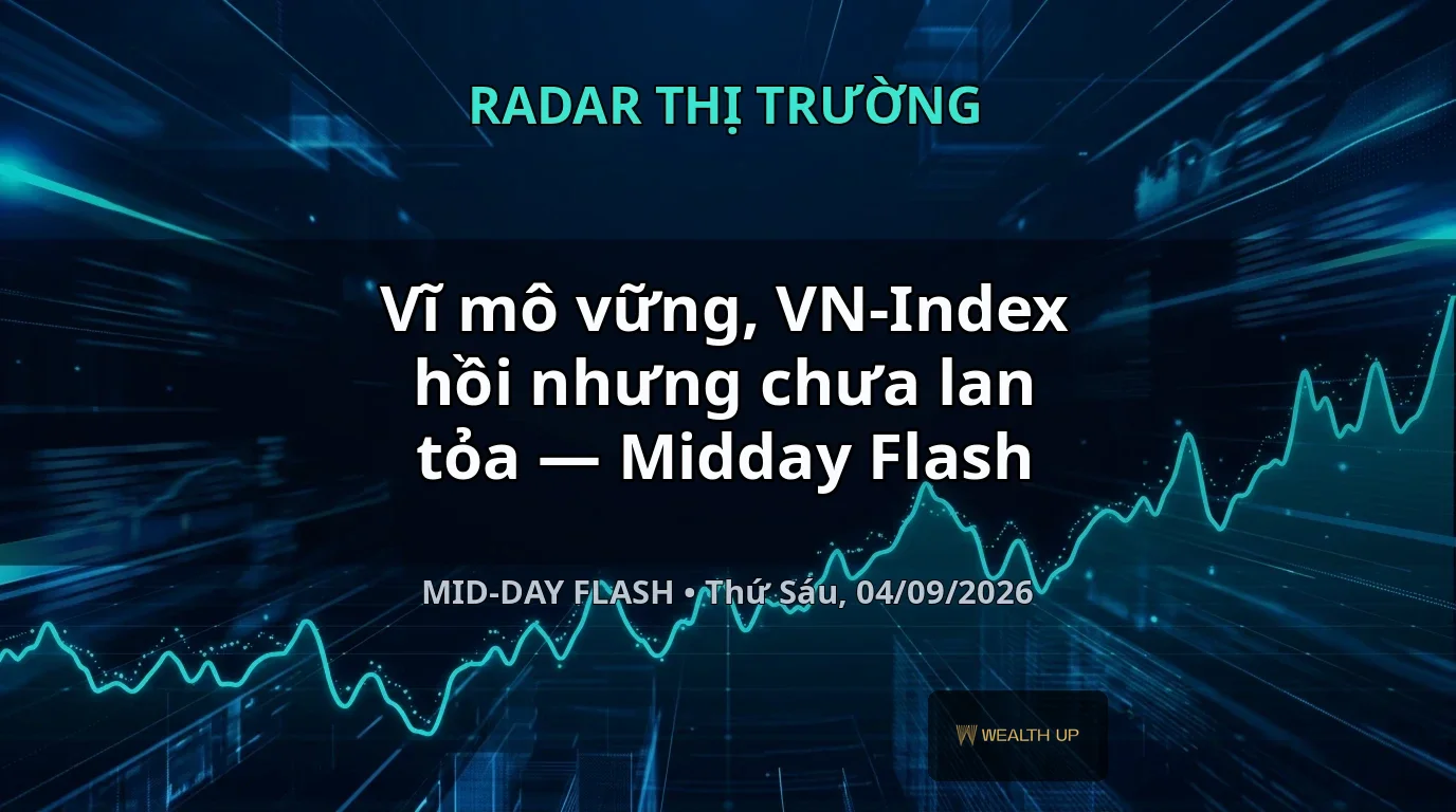 Vĩ mô vững, VN-Index hồi nhưng chưa lan tỏa — Midday Flash
