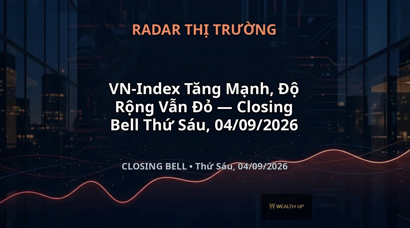 VN-Index Tăng Mạnh, Độ Rộng Vẫn Đỏ — Closing Bell Thứ Sáu, 04/09/2026