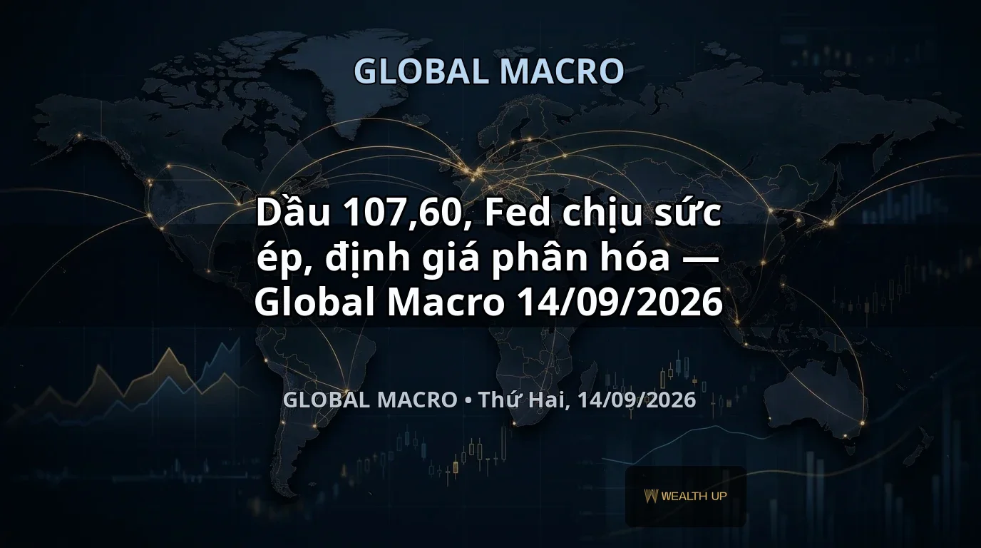 Dầu 107,60, Fed chịu sức ép, định giá phân hóa — Global Macro 14/09/2026