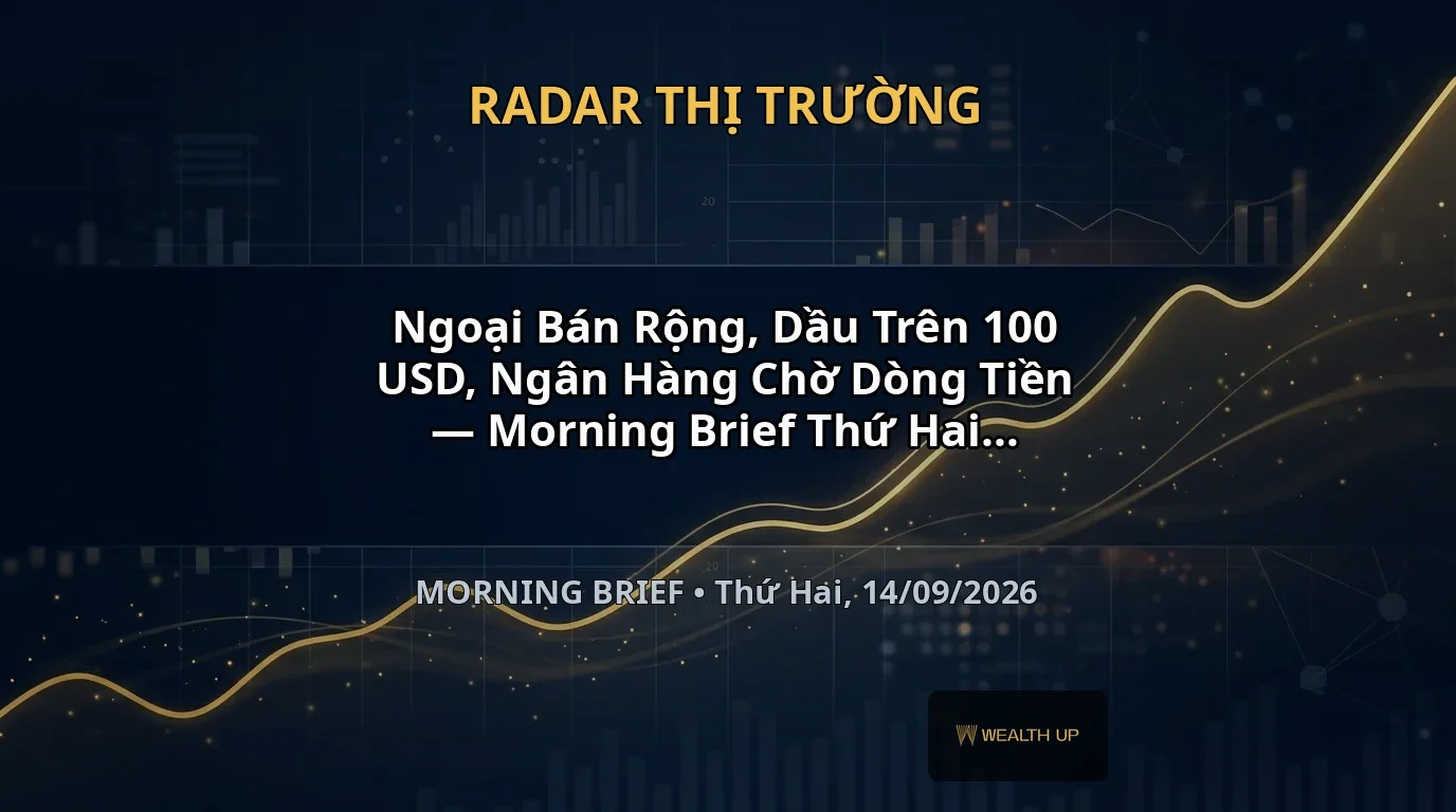 Ngoại Bán Rộng, Dầu Trên 100 USD, Ngân Hàng Chờ Dòng Tiền — Morning Brief Thứ Hai, 14/09/2026