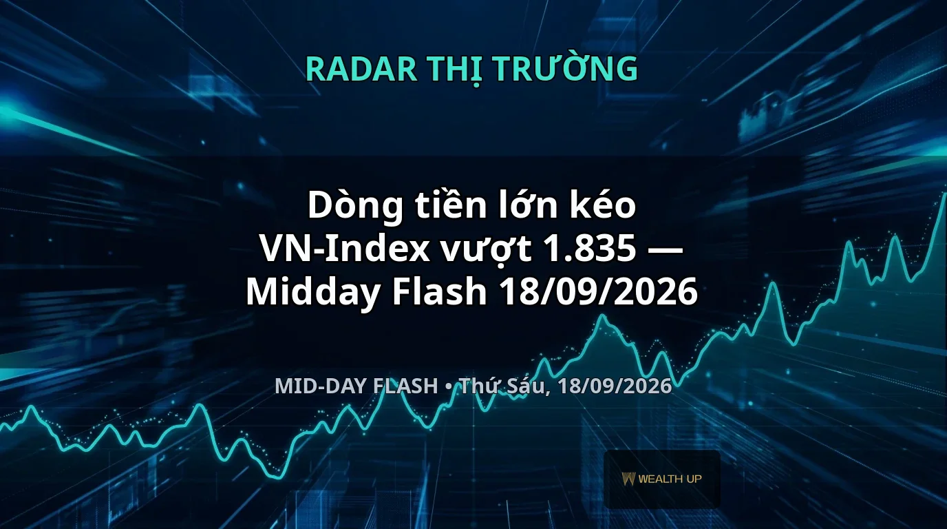 Dòng tiền lớn kéo VN-Index vượt 1.835 — Midday Flash 18/09/2026