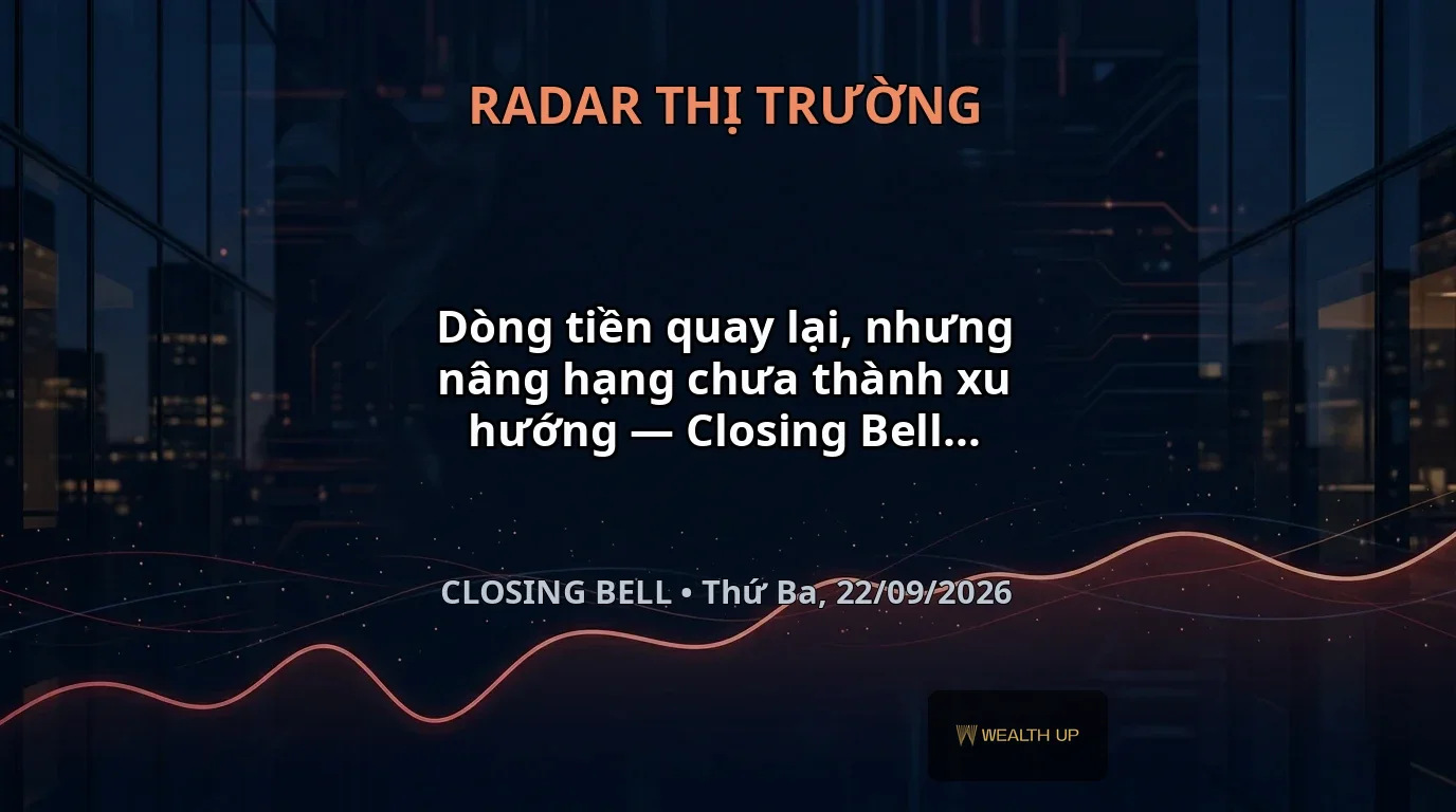Dòng tiền quay lại, nhưng nâng hạng chưa thành xu hướng — Closing Bell 22/09/2026