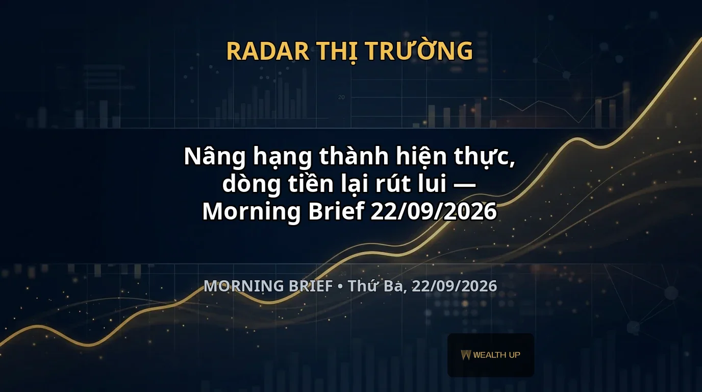Nâng hạng thành hiện thực, dòng tiền lại rút lui — Morning Brief 22/09/2026