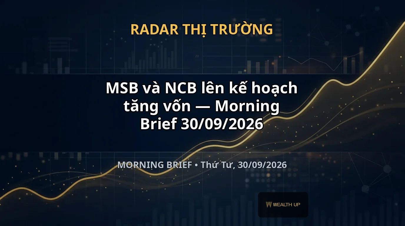 MSB và NCB lên kế hoạch tăng vốn — Morning Brief 30/09/2026