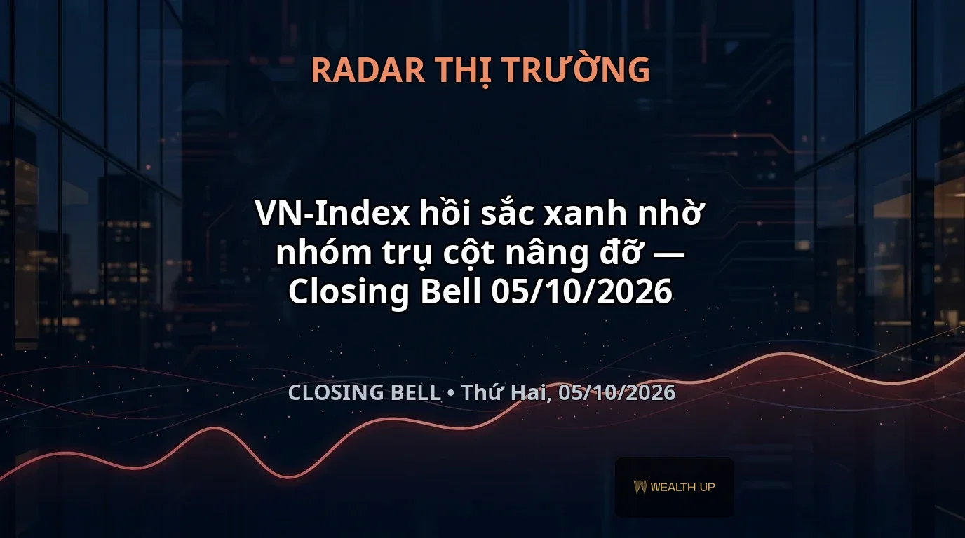 VN-Index hồi sắc xanh nhờ nhóm trụ cột nâng đỡ — Closing Bell 05/10/2026