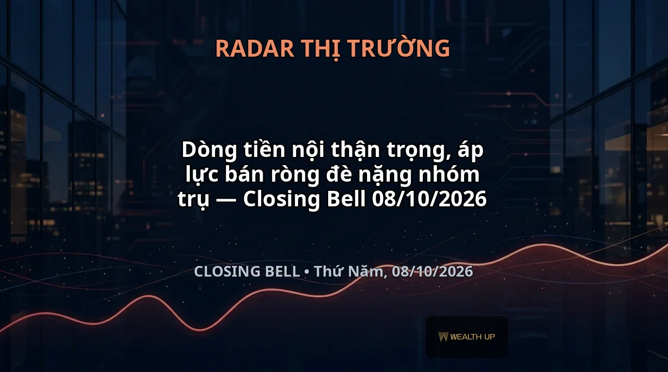 Dòng tiền nội thận trọng, áp lực bán ròng đè nặng nhóm trụ — Closing Bell 08/10/2026