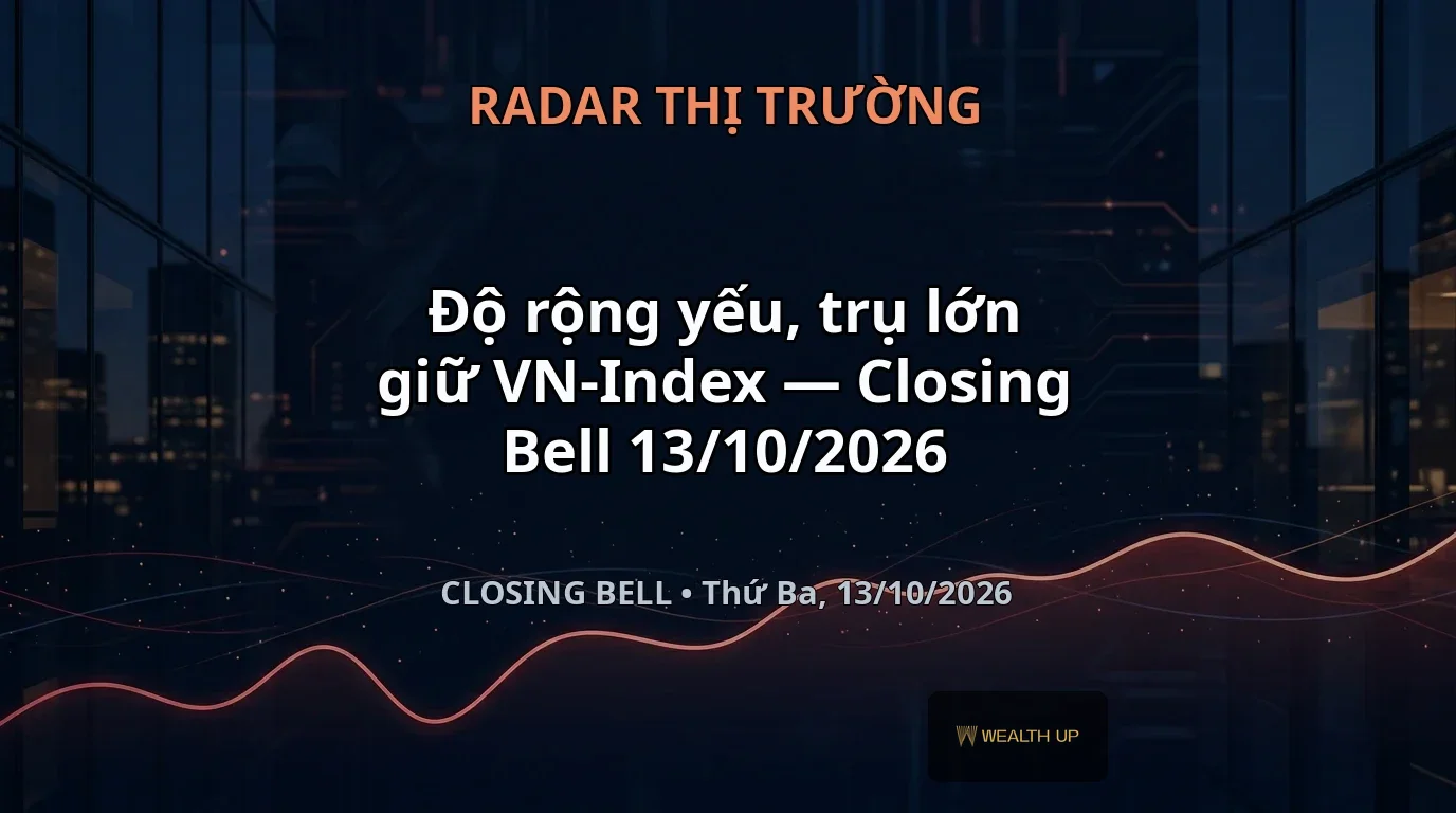 Độ rộng yếu, trụ lớn giữ VN-Index — Closing Bell 13/10/2026