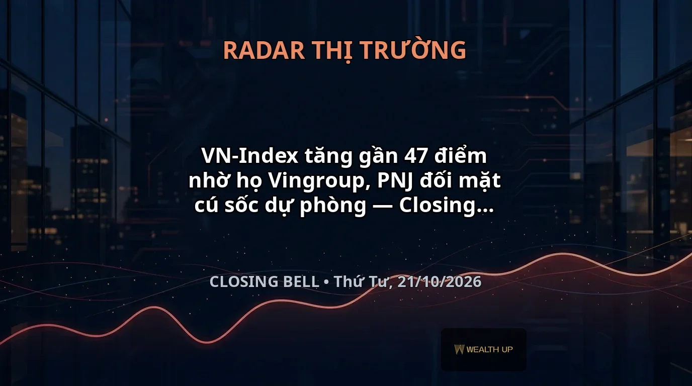 VN-Index tăng gần 47 điểm nhờ họ Vingroup, PNJ đối mặt cú sốc dự phòng — Closing Bell 21/10/2026