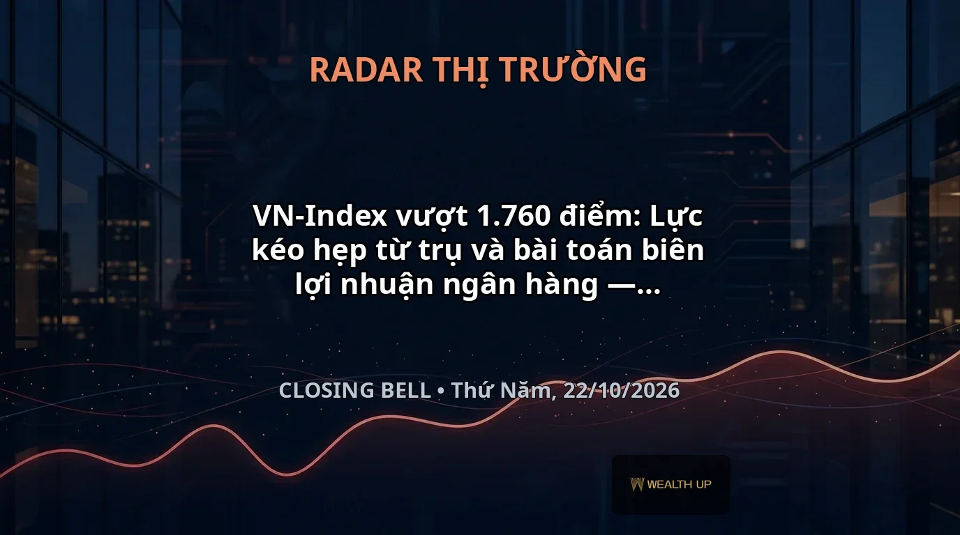 VN-Index vượt 1.760 điểm: Lực kéo hẹp từ trụ và bài toán biên lợi nhuận ngân hàng — Closing Bell 22/10/2026
