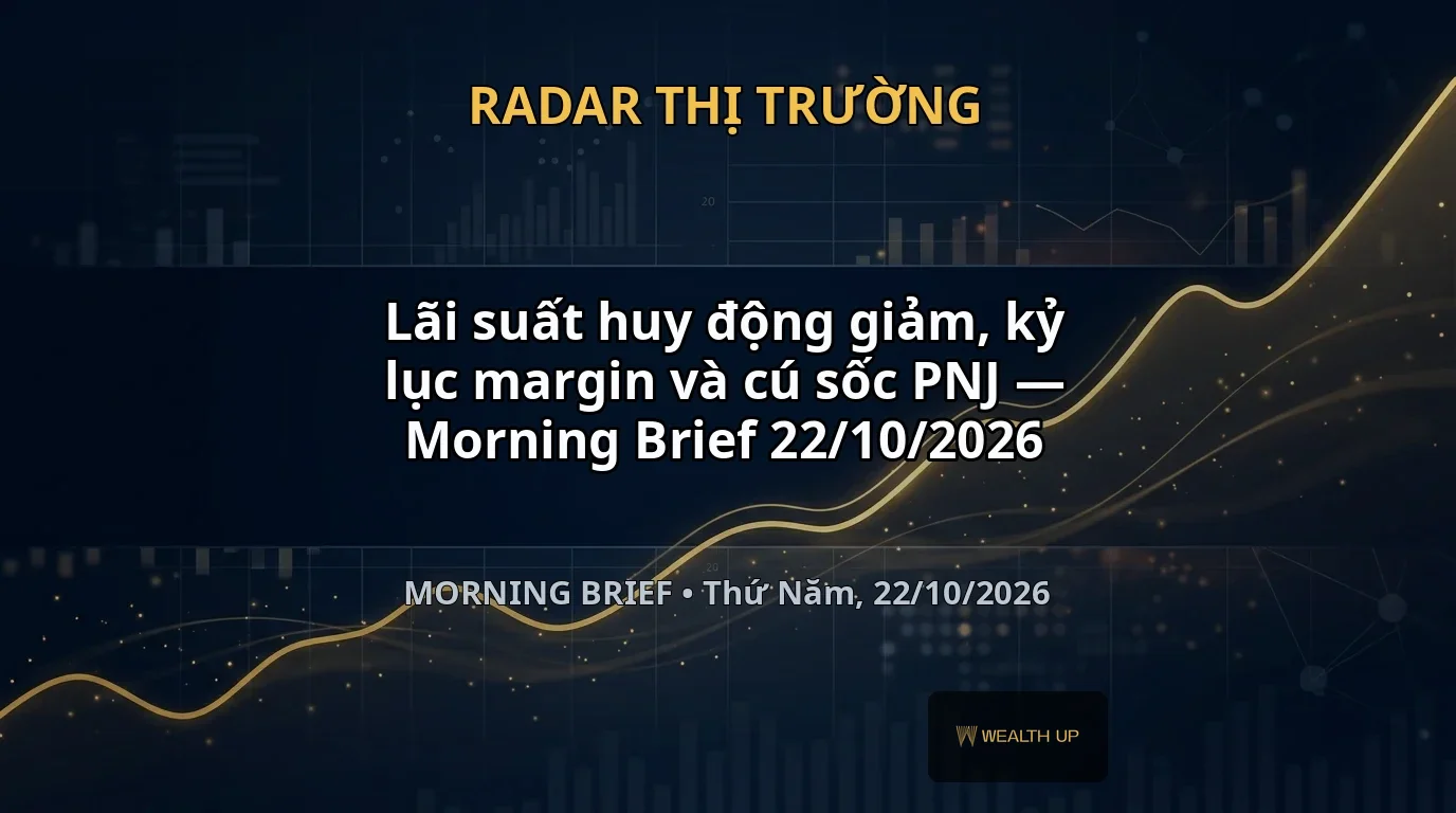 Lãi suất huy động giảm, kỷ lục margin và cú sốc PNJ — Morning Brief 22/10/2026