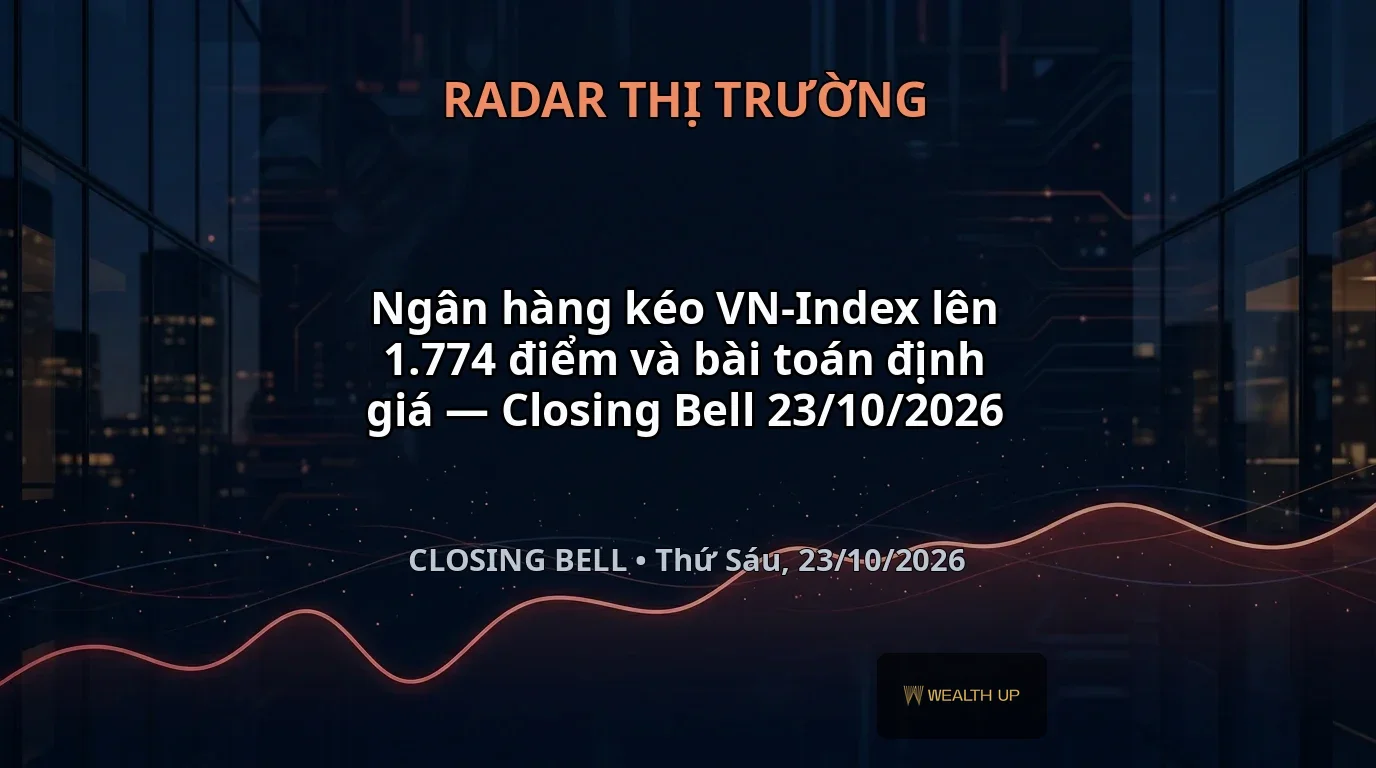 Ngân hàng kéo VN-Index lên 1.774 điểm và bài toán định giá — Closing Bell 23/10/2026