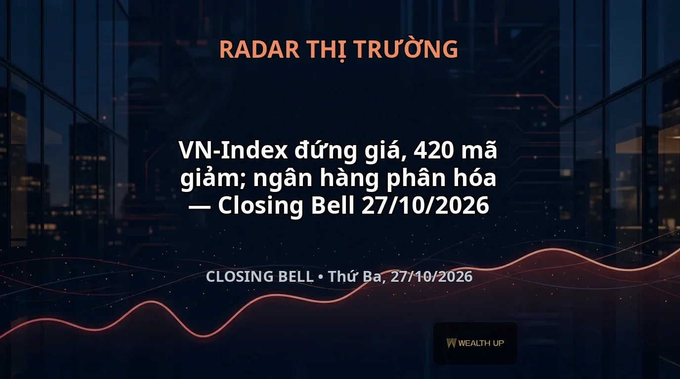 VN-Index đứng giá, 420 mã giảm; ngân hàng phân hóa — Closing Bell 27/10/2026