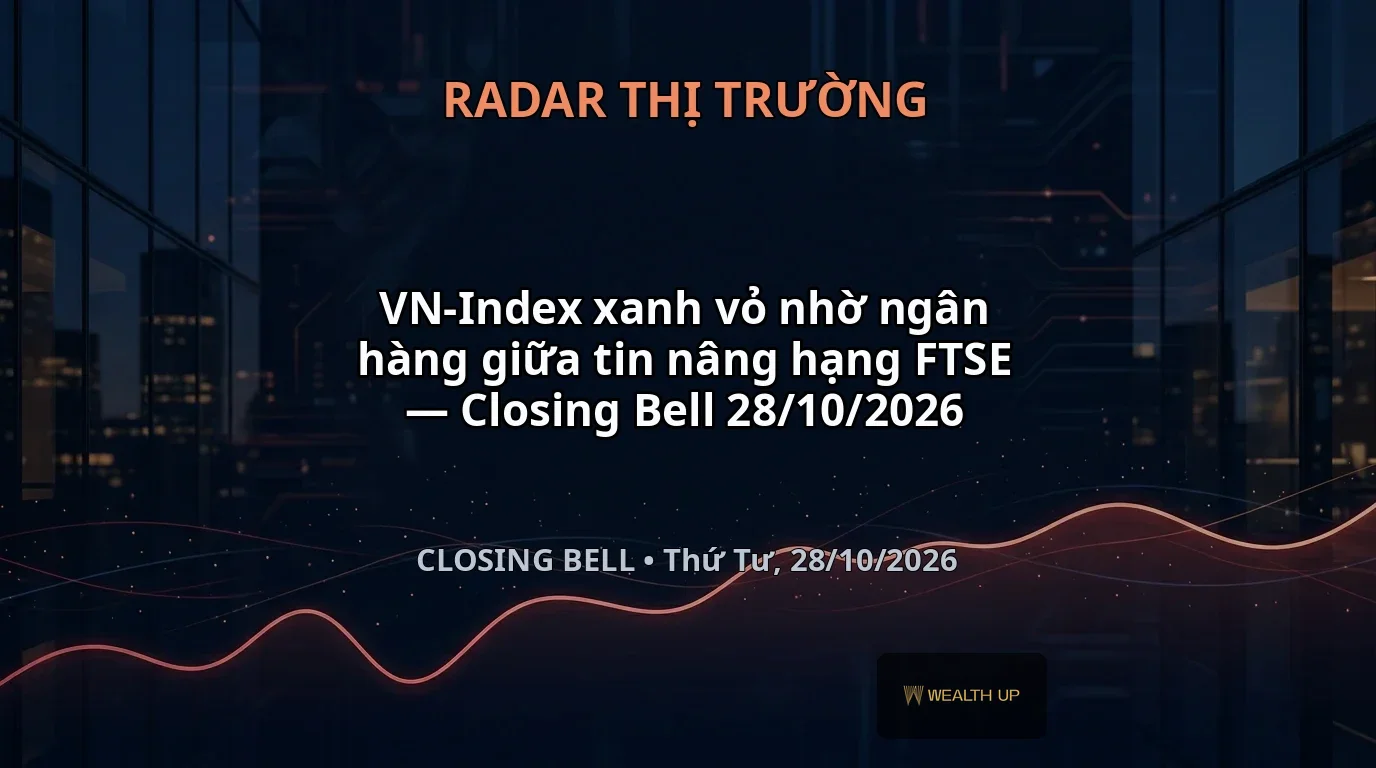 VN-Index xanh vỏ nhờ ngân hàng giữa tin nâng hạng FTSE — Closing Bell 28/10/2026